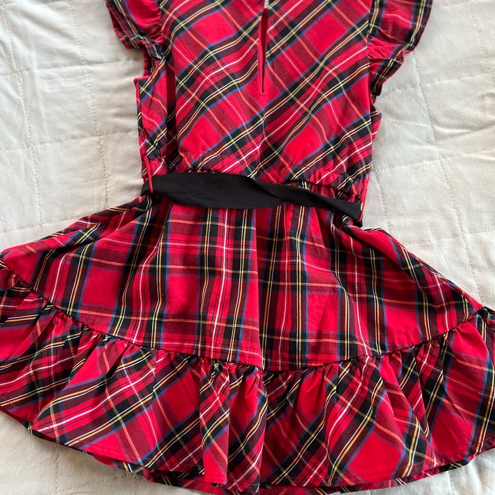 Crewcuts NEW Tartan plaid Red Christmas Holiday Dress Size 2 Black Ribbon Belt - Picture 14 of 14